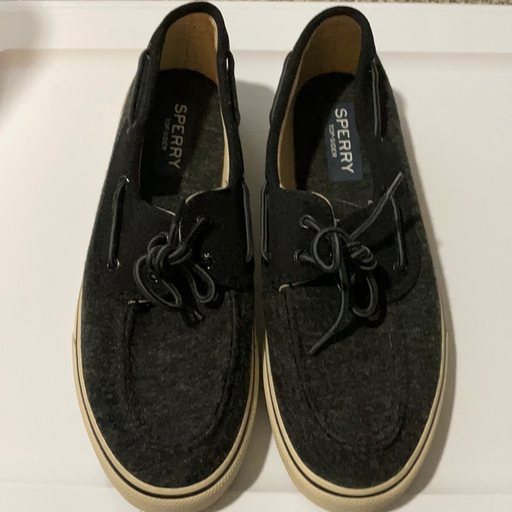Men’s Sperry Marbled black Fabric Boat Shoes Size 10.5
